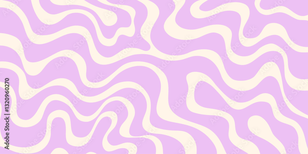 Poster Cool Abstract Psychedelic Groovy Pattern Art. Y2k Trippy Texture Vector Design. Wavy Background.