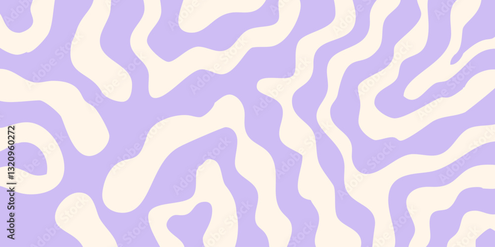 Aufkleber Cool Abstract Psychedelic Groovy Pattern Art. Y2k Trippy Texture Vector Design. Wavy Background.