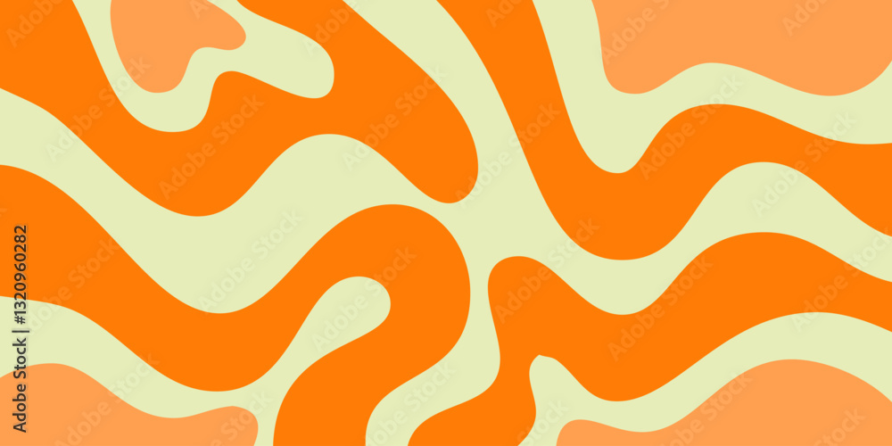 Aufkleber Cool Abstract Psychedelic Groovy Pattern Art. Y2k Trippy Texture Vector Design. Wavy Background.