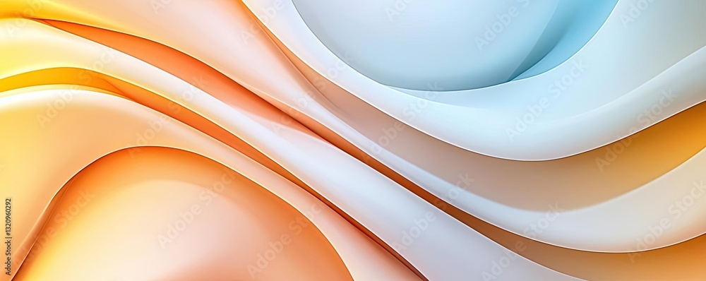 Poster vibrant color art abstract background concept. abstract fluid waves in orange, blue, and white creat