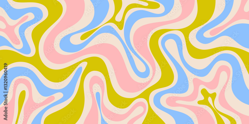 Poster cool y2k abstract colorful wavy texture vector design art. groovy psychedelic rainbow pattern. tripp