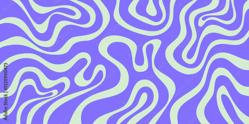Poster Cool Abstract Psychedelic Groovy Pattern Art. Y2k Trippy Texture Vector Design. Wavy Background.