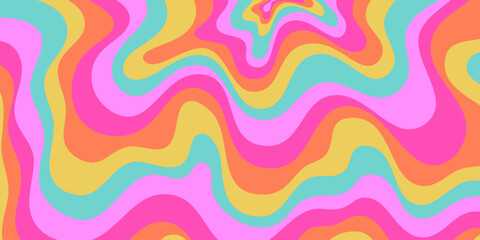 Cool Y2k Abstract Colorful Wavy Texture Vector Design Art. Groovy Psychedelic Rainbow Pattern. Trippy Pop Art illustration.