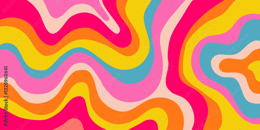Aufkleber cool y2k abstract colorful wavy texture vector design art. groovy psychedelic rainbow pattern. tripp