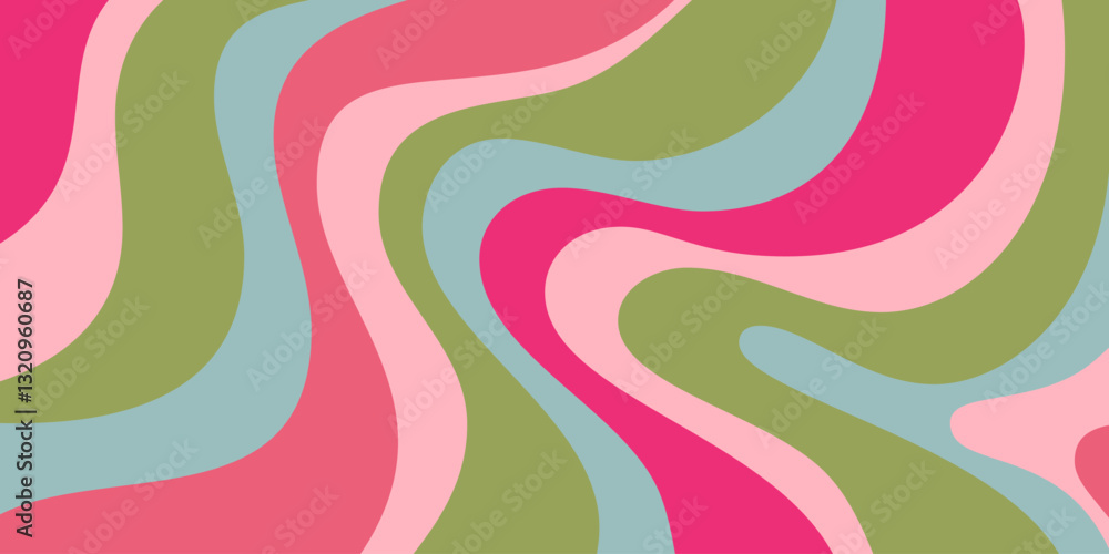 Aufkleber Cool Y2k Abstract Colorful Wavy Texture Vector Design Art. Groovy Psychedelic Rainbow Pattern. Trippy Pop Art illustration.