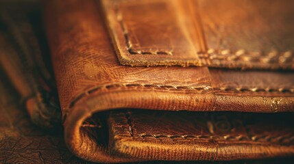 Brown Leather Wallet: A practical and classic brown leather wallet, designed to securely carry your money, cards, and IDs while offering a sleek, stylish appearance.
