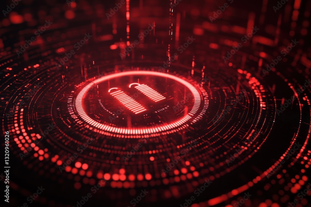 Aufkleber abstract digital representation of technology with red circular patterns