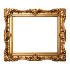 ornate gold rectangular frame transparent background 