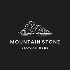 Mountain stone logo style icon design template vector illustration