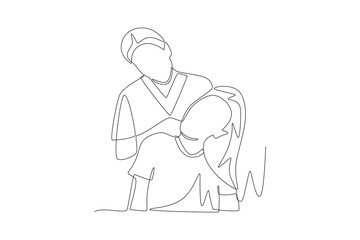 Physical therapy concept one-line drawing