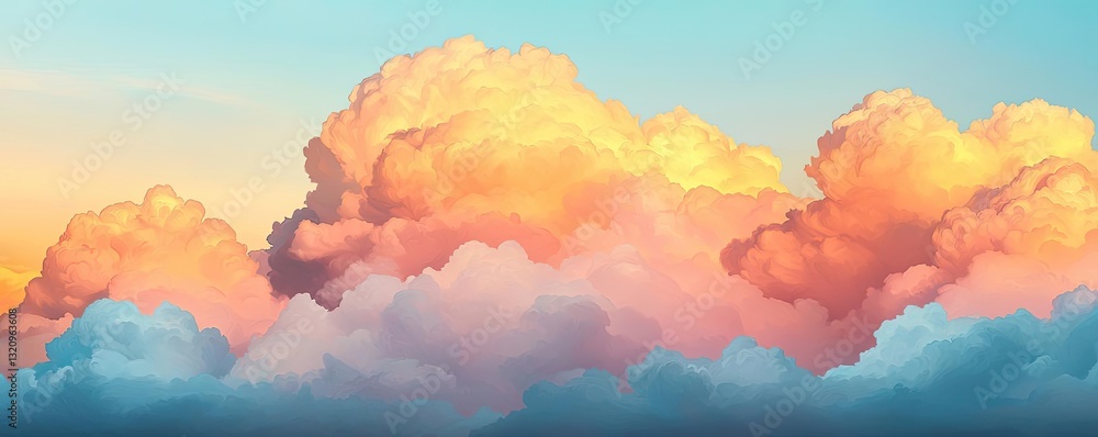 Aufkleber pastel color illustration abstract background idea. vibrant and colorful clouds at sunset create a s