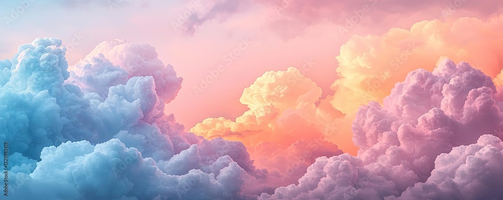 Poster pastel color illustration abstract background idea. stunning clouds in pastel hues at sunset, creati