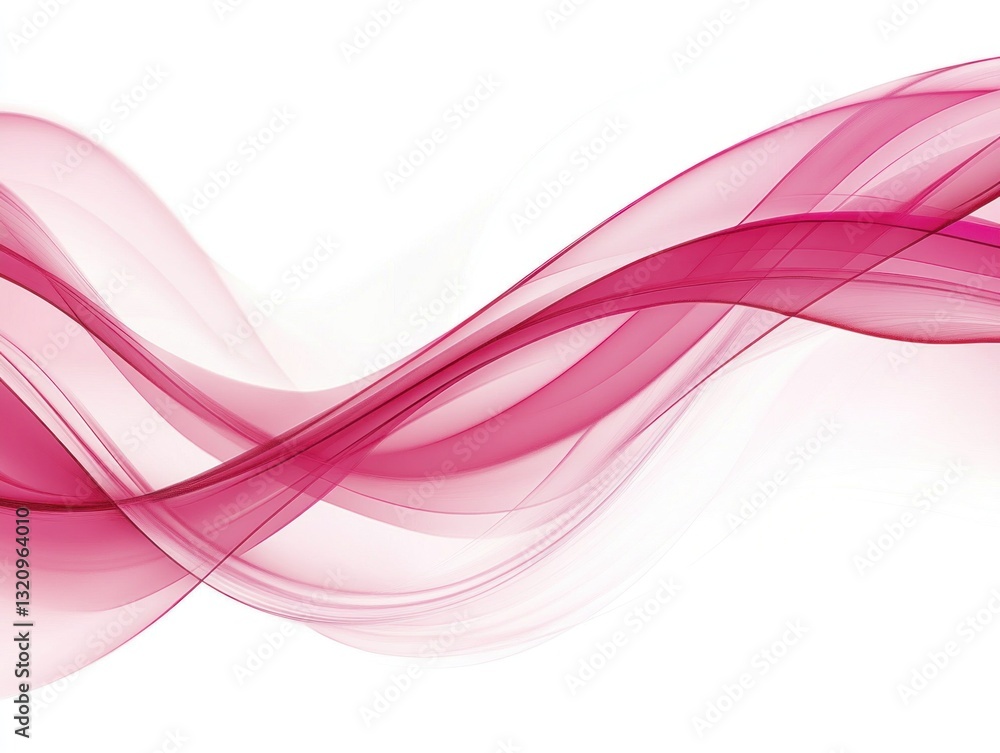 Poster abstract pink wave patterns flowing gracefully across a white background, creating a serene atmosphe