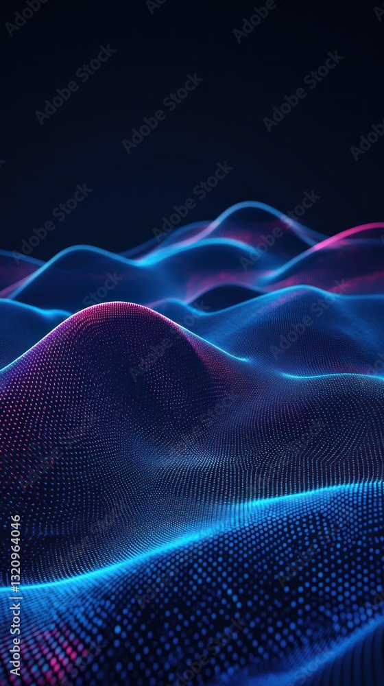 Poster abstract representation of digital waves with glowing patterns