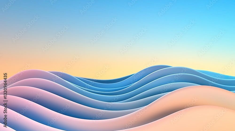 Poster Waterscape abstract background idea. Abstract colorful waves create a calming and serene landscape for artistic backgrounds.