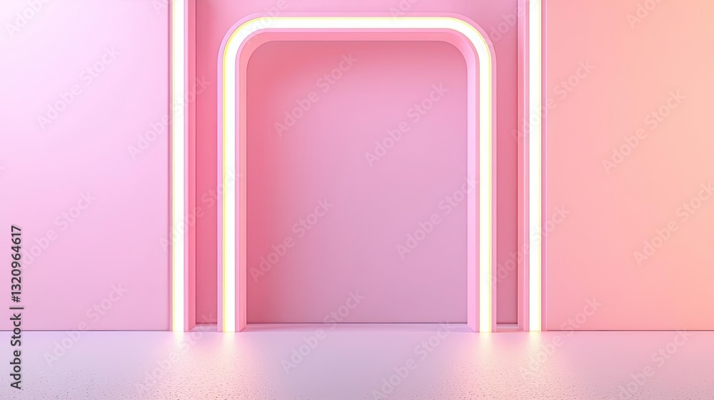 Poster pastel color illustration abstract background idea. a modern pink backdrop featuring neon light acce