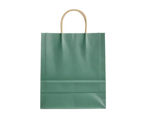 Green paper shopping bag isolated on transparent background