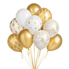 elegant gold and white balloons festive decor celebration isolated on white background png