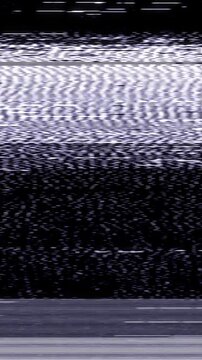 A retro TV glitch effect with horizontal static distortion and scattered white flickers