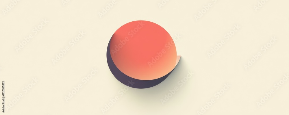 Poster minimalistic red circle with shadow on beige background