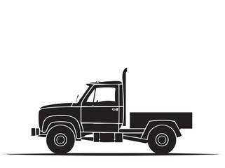 Truck silhouette black and white illustration. Delivery, Transportation