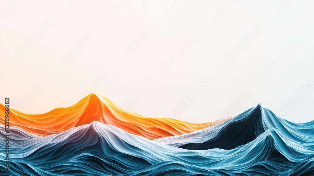 Poster waterscape abstract background idea. a vibrant abstract representation of colorful waves and mountai