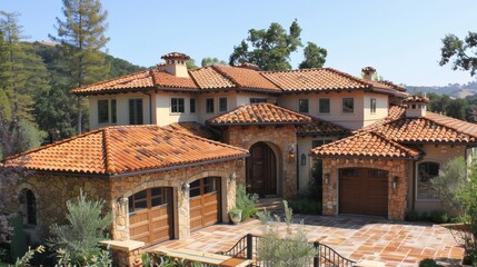 Brown Clay Roof Tiles: Traditional and durable, these clay roof tiles feature a natural earthy brown color, offering a timeless, sturdy roofing solution for any home.
