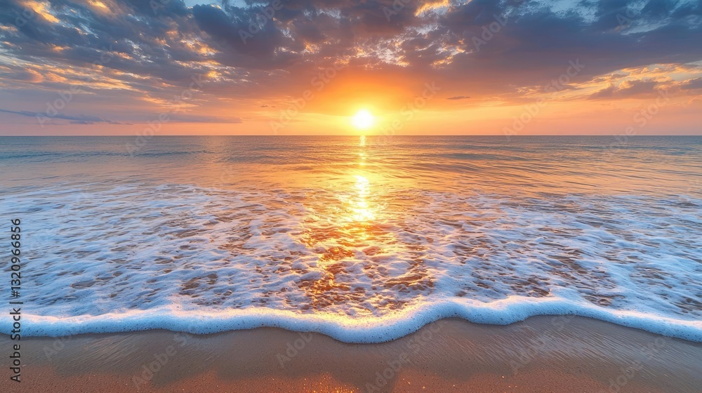 Poster waterscape abstract background idea. stunning sunset over ocean waves with a vibrant sky and gentle 