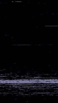 A VHS-style glitch effect with on a vertical screen. The image includes horizontal flickering lines, static interference, and distorted scan lines