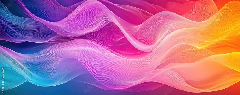 Aufkleber Vibrant color art abstract background concept. Vibrant abstract waves of color flowing in harmonious patterns and beautiful gradients.