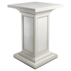 Fototapeta premium elegant white marble pedestal square top display stone isolated on white background png