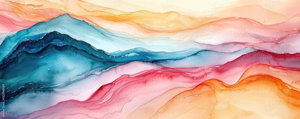 Poster vibrant color art abstract background concept. a vibrant abstract watercolor landscape showcasing fl