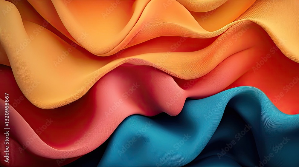 Aufkleber Vibrant color art abstract background concept. Colorful fabric waves create a vibrant and dynamic visual for design projects.
