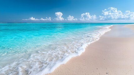 Tranquil Turquoise Seascape with Pristine White Sand and Gentle Waves