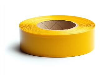 Yellow Adhesive Tape Roll on White Background for Packaging Needs