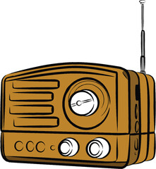 Retro vintage radio tuner receiver.vektor