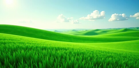 Obraz premium Emerald green field, soft, uniform texture, stretches far, outdoor, background