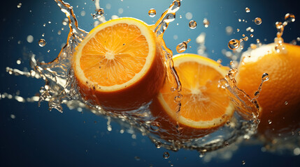 Citrus Delight: Oranges Making Waves in Refreshing Water