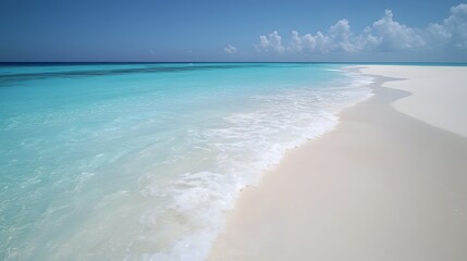 Fototapeta premium Pristine Beachscape Tranquil Turquoise Shores Kissed by Gentle Waves