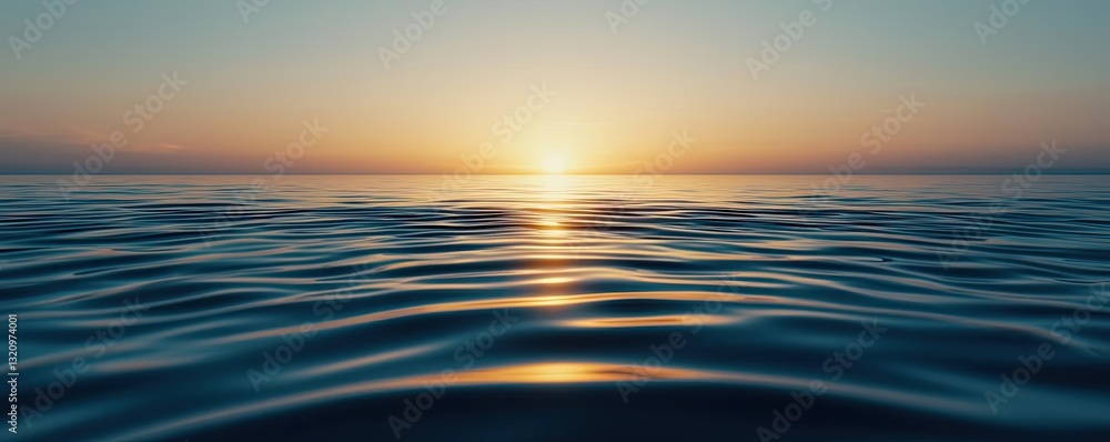 Poster Waterscape abstract background idea. A tranquil sunset over calm ocean waters, creating a serene atmosphere.