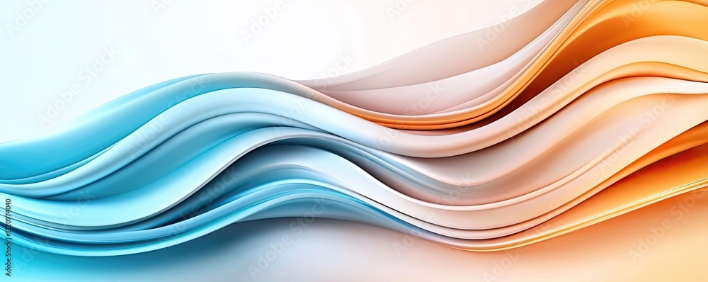 Aufkleber Waterscape abstract background idea. Vibrant abstract waves in blue and orange create a dynamic and modern visual feel.