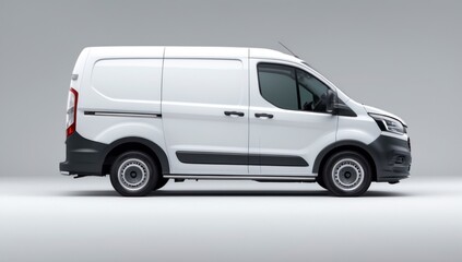 Fototapeta premium New White Transit Van Side Profile Image
