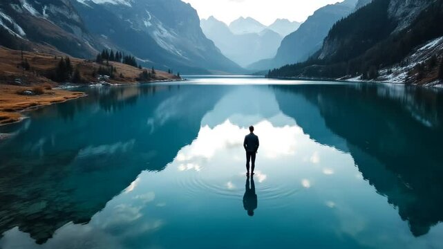 A person stand alone over the landscape