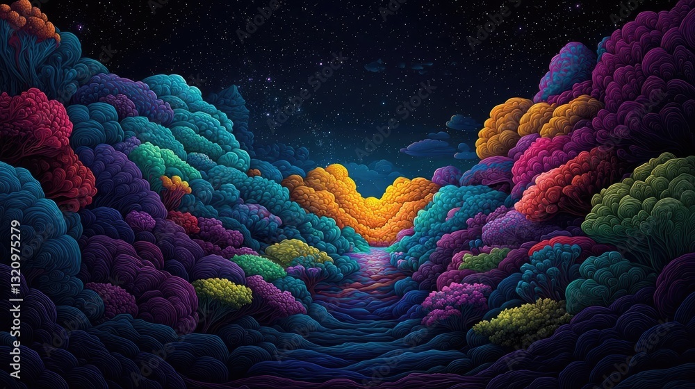 Poster vibrant color art abstract background concept. vibrant abstract landscape showcasing colorful clouds