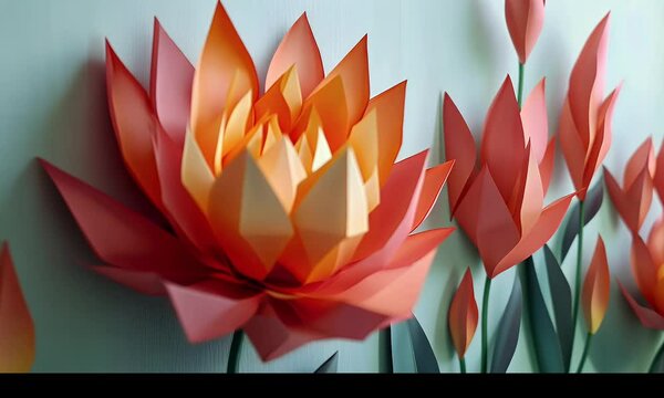 Colorful Paper Lotus Flower Wall Decor