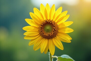 Obraz premium Single sunflower, against pure white, full bloom, macro, detail, plant