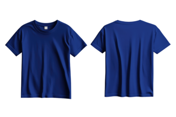 royal blue blank t-shirt on transparent background