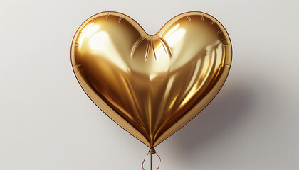 3d metallic gold heart shaped balloon isolated on white background party balloon