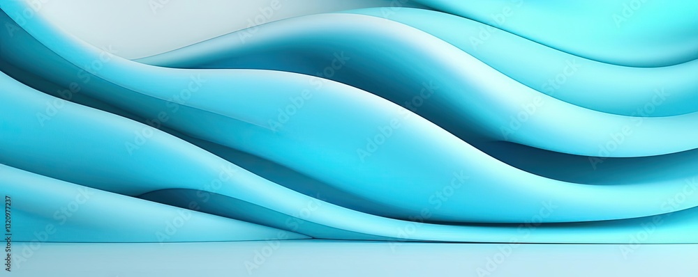 Poster Waterscape abstract background idea. Abstract blue waves creating a smooth, flowing texture for artistic backgrounds.