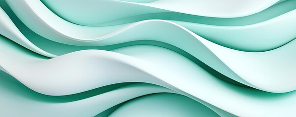 Obraz premium Waterscape abstract background idea. Abstract wave pattern in soft mint shades creating a soothing visual texture.